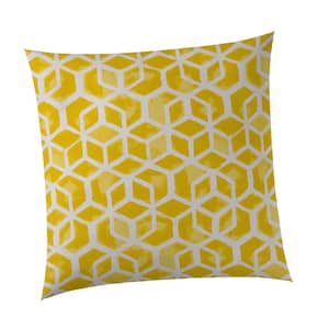 Yellow Cubed Square Outdoor Throw Pillow