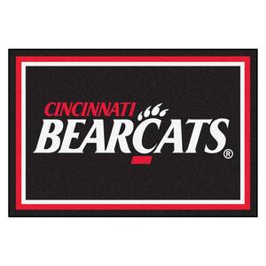 NCAA University of Cincinnati Bearcats Logo Black 5 ft. x 8 ft. Indoor Area Rug