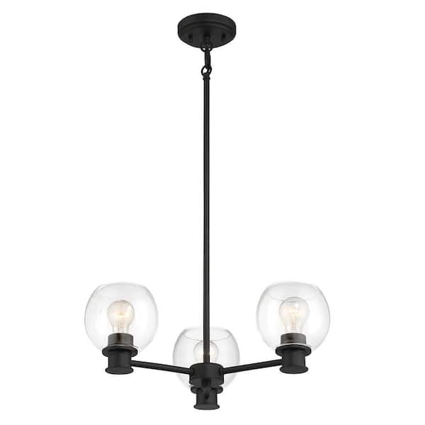 3-Light Coal Chandelier with Clear Glass