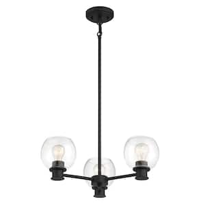 3-Light Coal Chandelier with Clear Glass