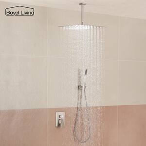 1-Spray Patterns with 2.5 GPM 16 in. Ceiling Mount Dual Shower Heads in Brushed Nickel - Valve Included