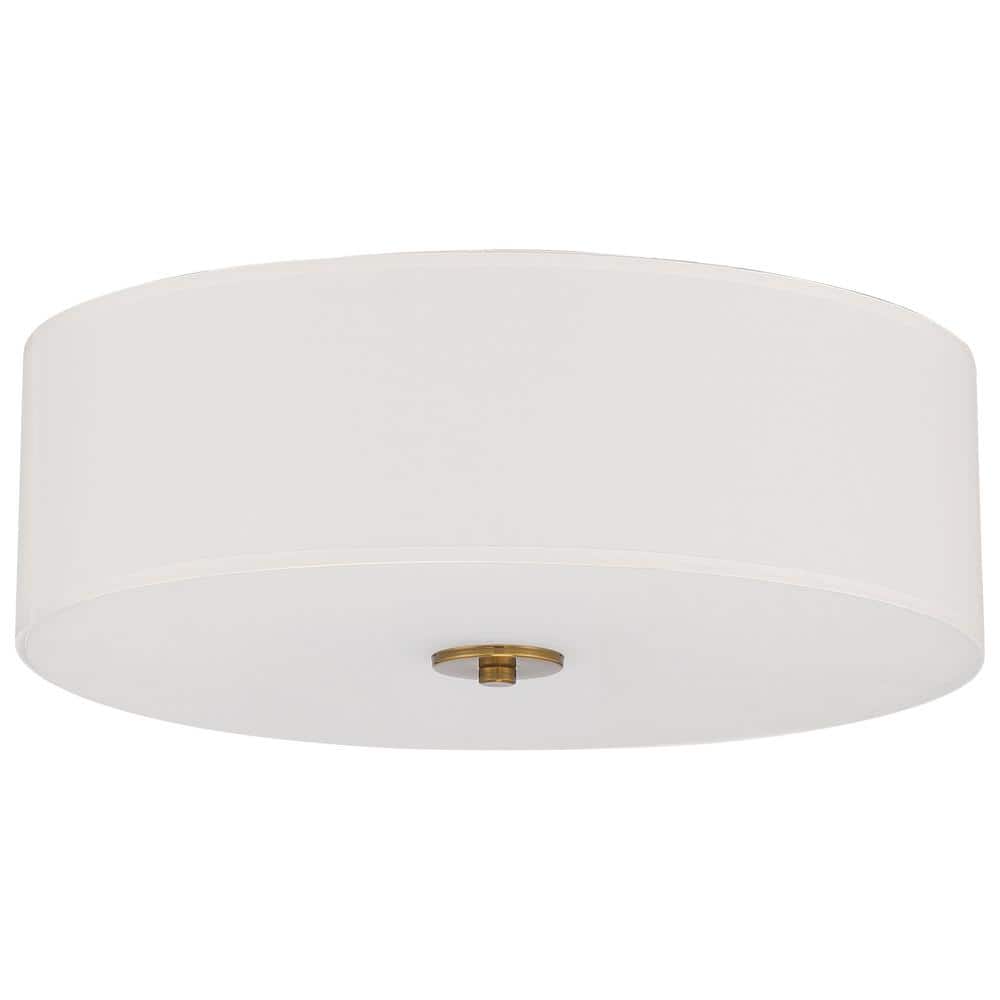 Antique Brushed Brass LED Drum Ceiling Light - Transitional Design