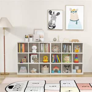 35.5 in. Wide White 3-Shelve Morden 9-Cube Kids Bookcase Toy Storage Organizer