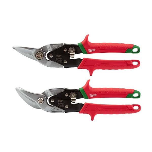 Milwaukee 10 in. Right-Cut Aviation Snips with 10 in. Right-Cut Offset Aviation  Snips 48-22-4520-48-22-4522 - The Home Depot