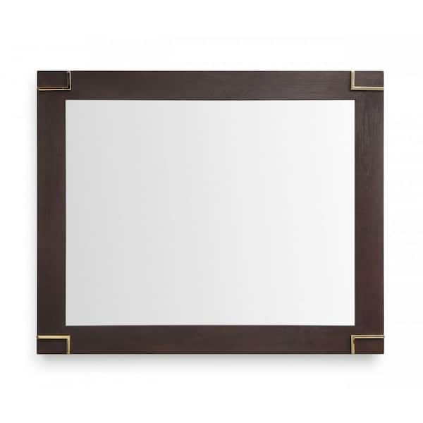 Brown 46 in. W x 33 in. H Modern Rectangle Wood Framed Mirror