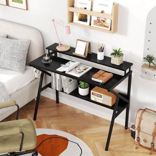 Costway 39.5 in. Rectangular Black Engineered Wood 0-Drawer
