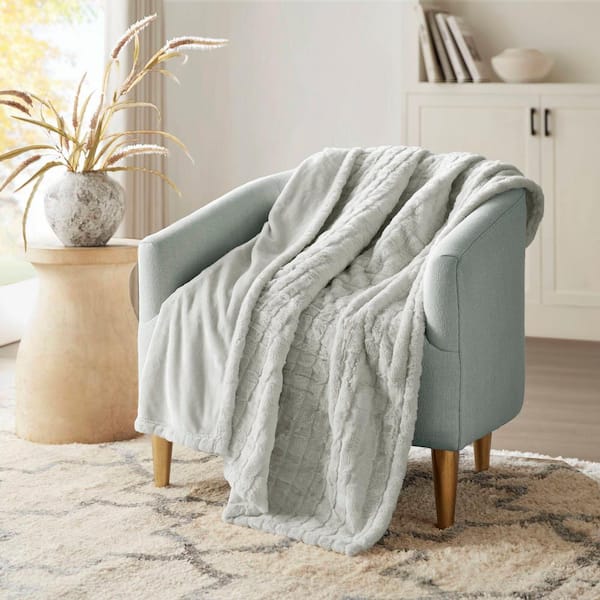 Beautyrest Marselle Grey Polyester 50 x 70 in. Electric Throw Blanket