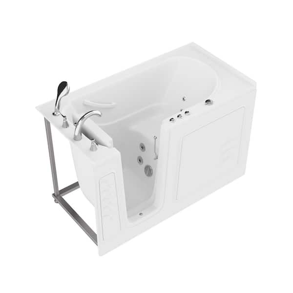 WTHDX Series 59 in. x 30 in. Left Side Drain Walk-In Bathtub in White with Whirlpool Jets and Quick Fill Faucet