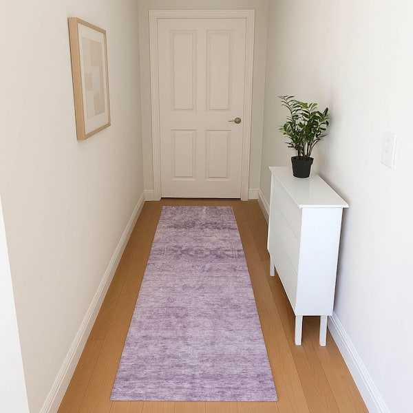 Mayfield Premium Machine Washable Abstract AMF1647 Plum 2 ft. 3 in. x 7 ft. 6 in. Runner Rug