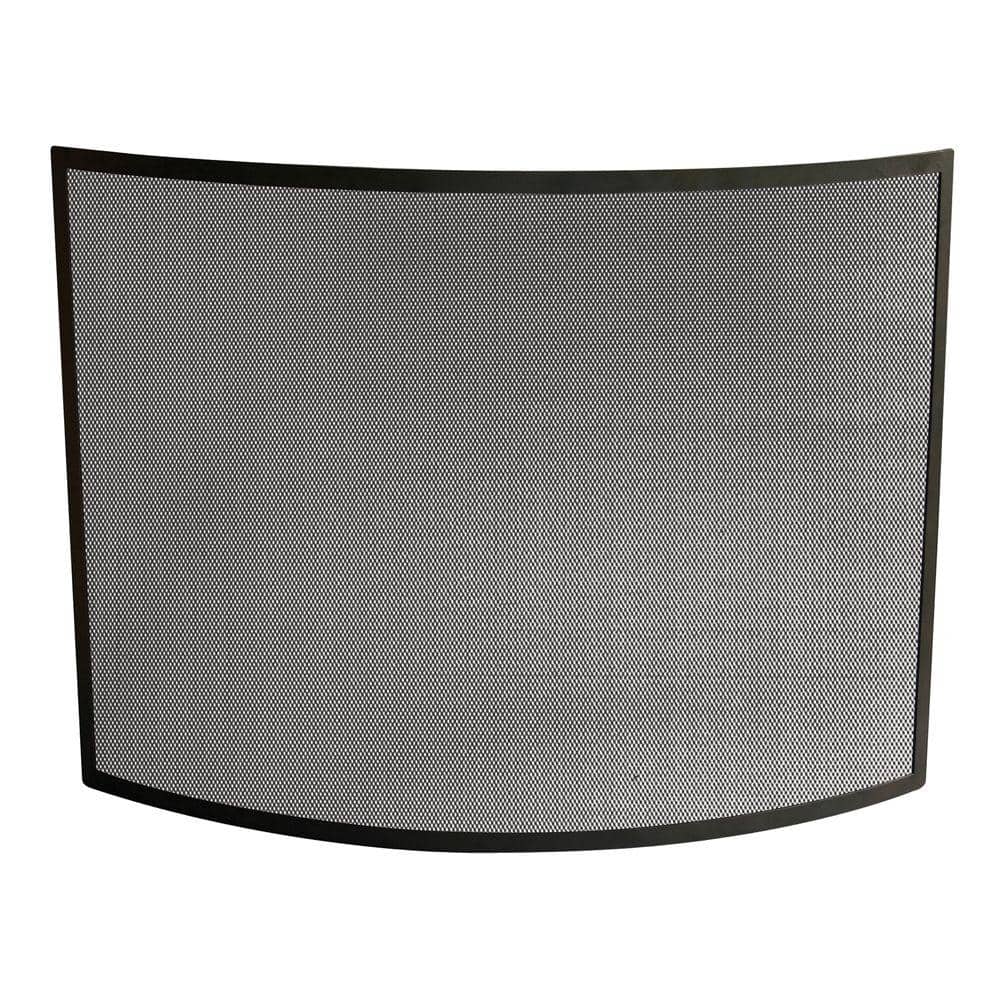 Uniflame Black Wrought Iron 41 In W, Curved Iron Fireplace Screen