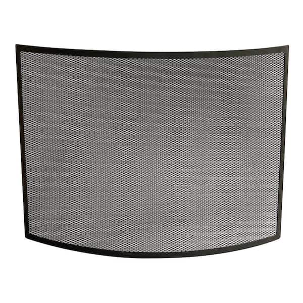 UniFlame Black Wrought Iron 41 in. W Curved Single-Panel Steel Frame Fireplace Screen