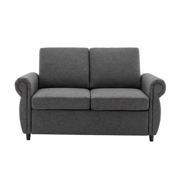 59 in. Width Gray Linen Twin Size Sofa Bed LC951953 The Home Depot