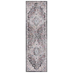 Vintage Collection Montreal Gray 2 ft. x 7 ft. Medallion Runner Rug
