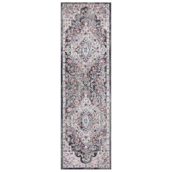 Concord Global Trading Vintage Collection Montreal Gray 2 ft. x 7 ft. Medallion Runner Rug