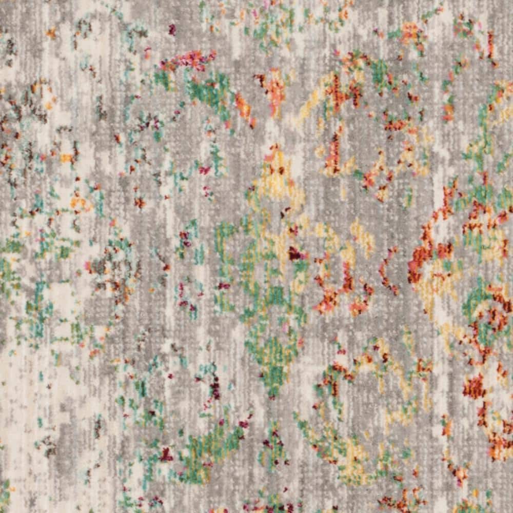 Mystique Gray and Multicolor Abstract 3' x 5' Synthetic Area Rug
