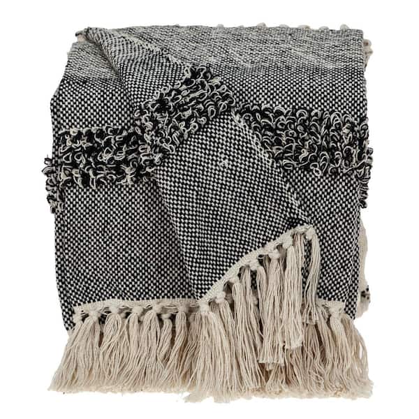 PARKLAND COLLECTION Palak Eclectic Beige 52 in. x 67 in. WOVEN HANDLOOM Throw Blanket