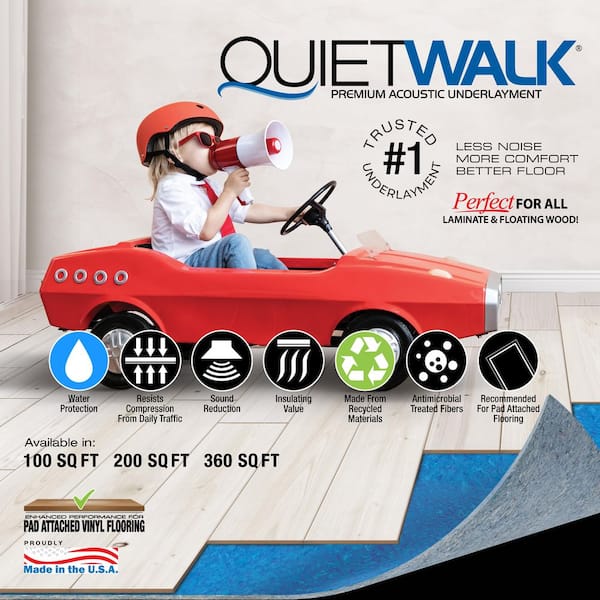 QuietWalk 200 Sq. ft. x 66 ft. x 3 ft. x 1.4mm Acoustical and Vapor Barrier Underlayment for All Vinyl Plank Flooring