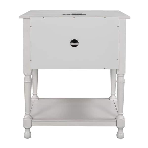 ATHMILE 0-Drawer White Nightstand（27.5 in. H x 21.2 in. W x 14.8 in. D）