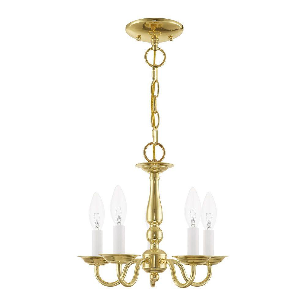Elegant Williamsburgh Polished Brass Mini Chandelier with 5 Candelabra Lights