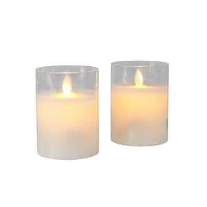 Battery Operated LED Glass Candles with Moving Flame (Set of 2)