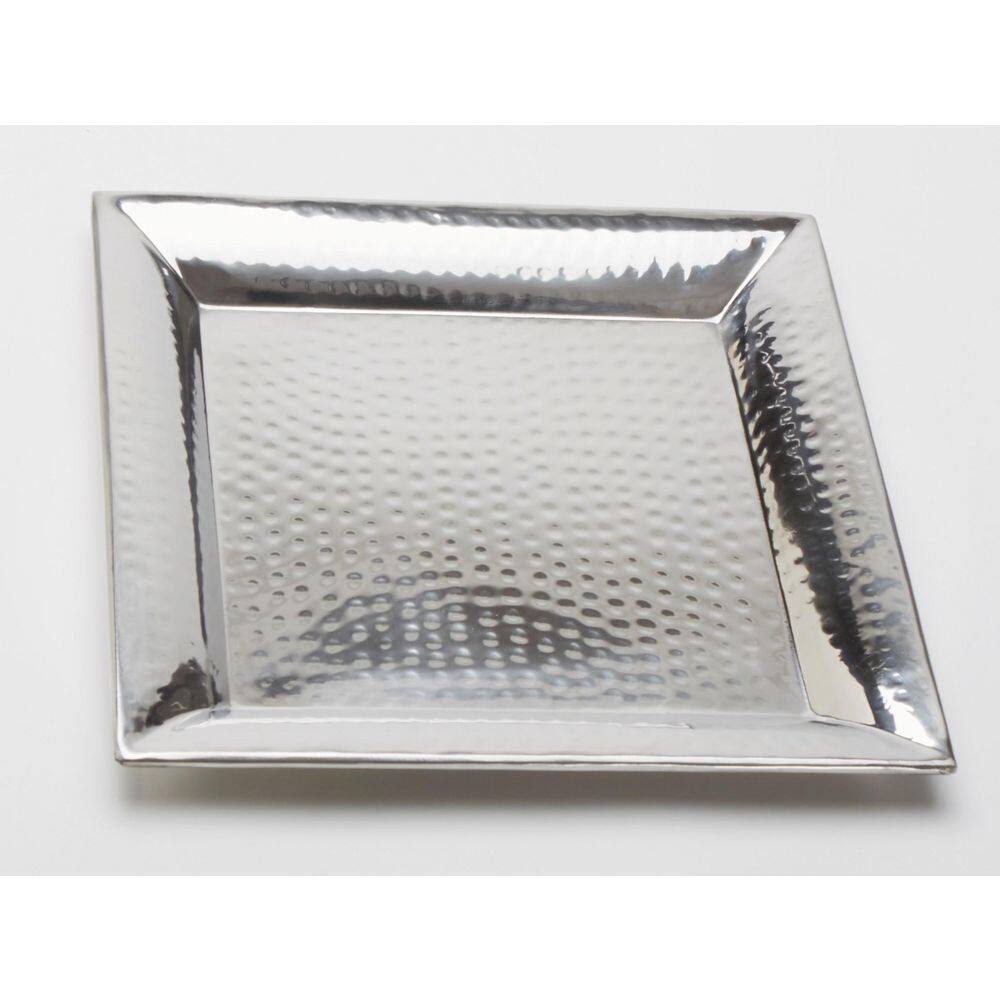 22" Square Hammered Stainless Steel Serving Tray