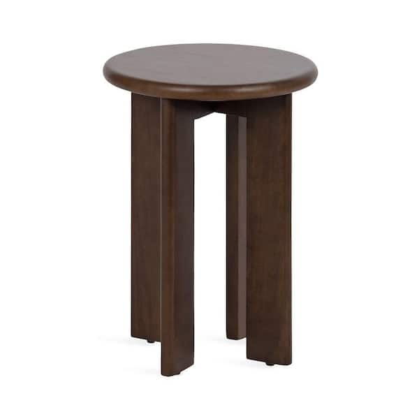 Seebeck 14 in. Dark Brown Round Solid Wood End Table