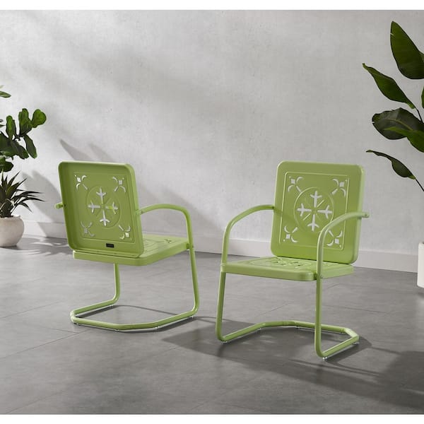 CROSLEY FURNITURE Azalea Key Lime Metal Outdoor Lounge Chair Set of 2