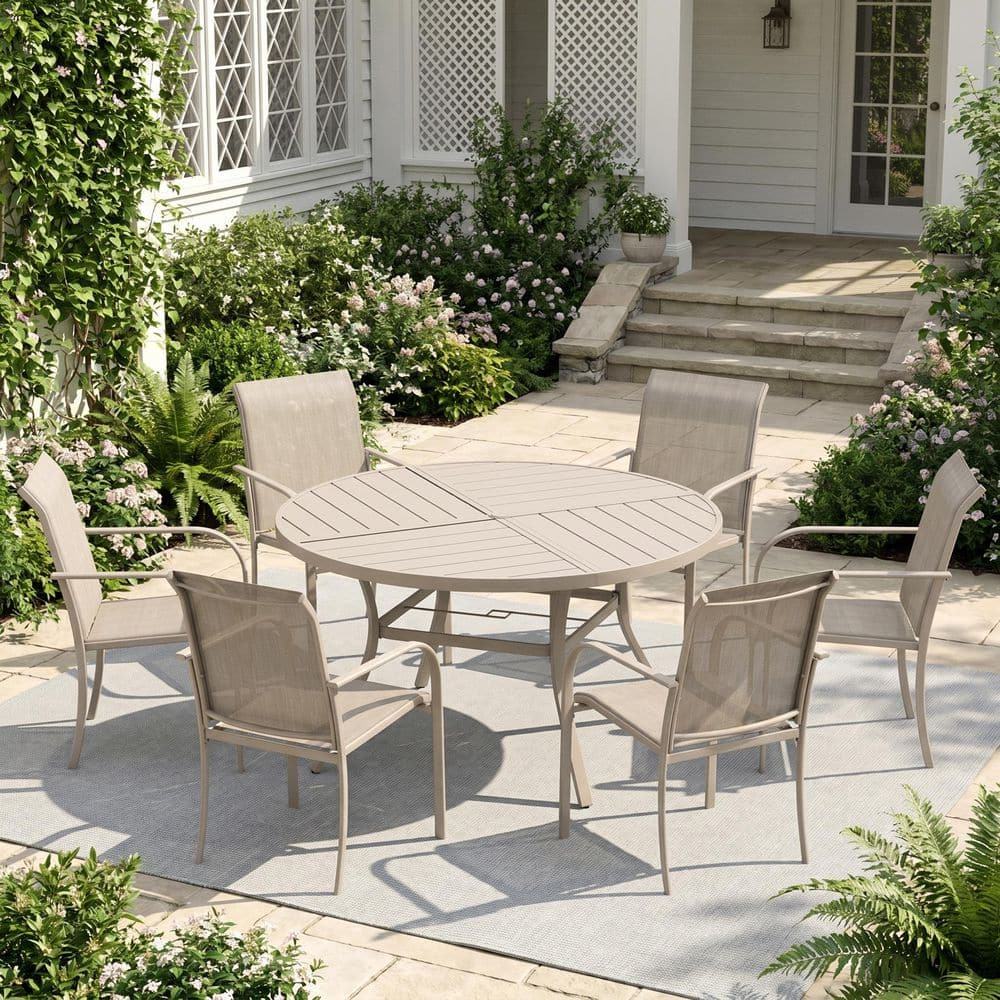 6-Piece Stackable Outdoor Dining Chairs with Rust-Resistant Metal Frame and Breathable Textilene Fabric in Sandshell price history on PriceWatchPro