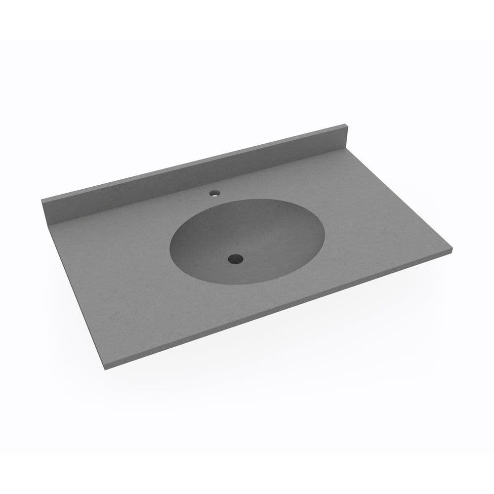 Ellipse 37 in. W x 19 in. D Solid Surface Round Single Sink Vanity Top in Ash Gray price history on PriceWatchPro
