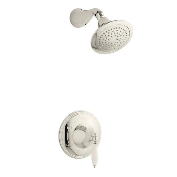 KOHLER Finial Traditional Rite-Temp 1-Spray 1-Handle Shower Faucet Trim Kit in Vibrant Polished Nickel (Valve Not Included)