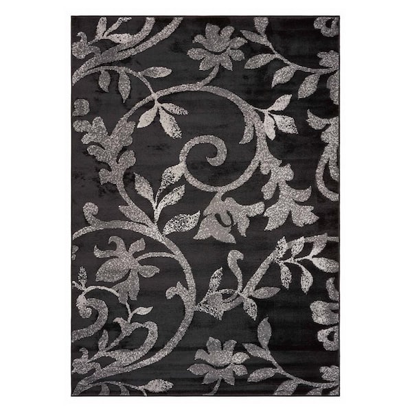 HomeRoots Black 8 ft. x 10 ft. Rectangle Polypropylene Area Rug