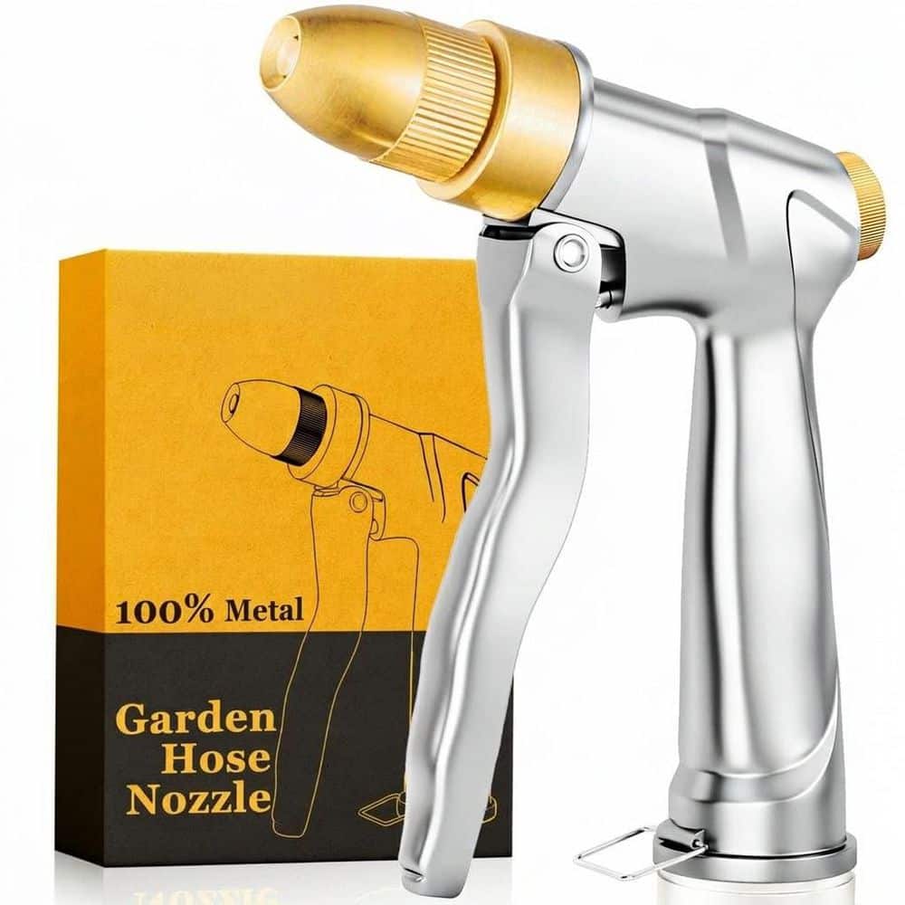 Heavy Duty Metal Adjustable High Pressure Water Hose Nozzle Sprayer with Brass Tip for Plants Cars Pets (1-Pack) price history on PriceWatchPro