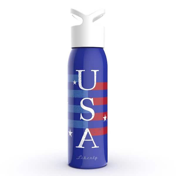 Liberty 24 oz. Lady Liberty Ocean Reusable Single Wall Aluminum Water Bottle with Threaded Lid