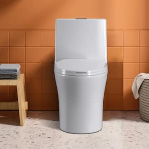 Modern 12 in. Rough-In 1-piece 1.27 GPF Dual Flush Elongated Toilet in White, Seat Included