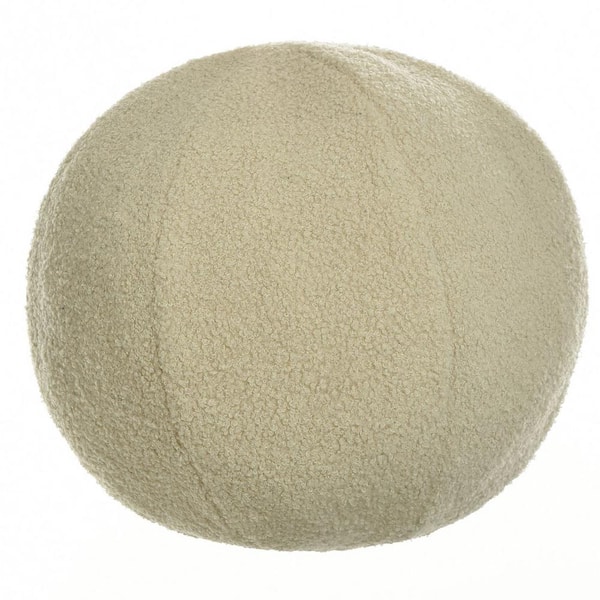 StyleCraft Sphere Plush Cream Solid Cotton 12 in. x 12 in. Throw Pillow