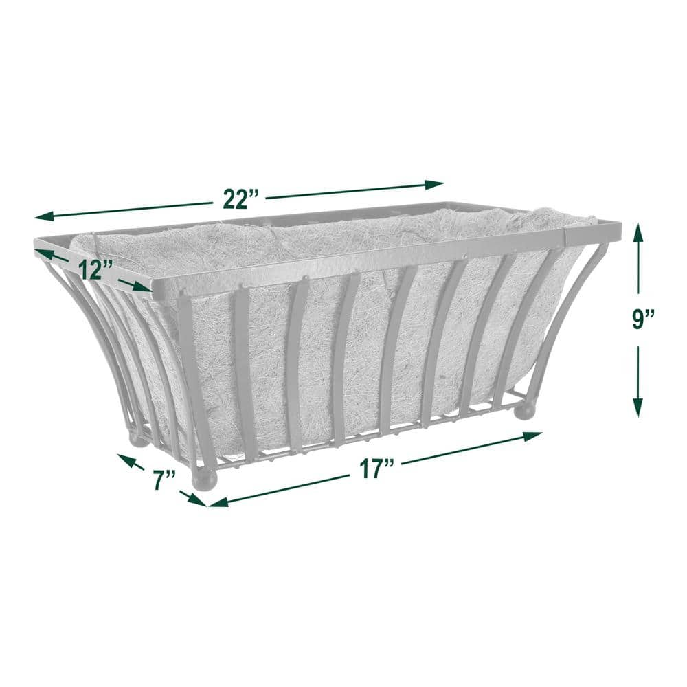 Medium Black Metal Rectangular Outdoor Planter with Coconut Liner