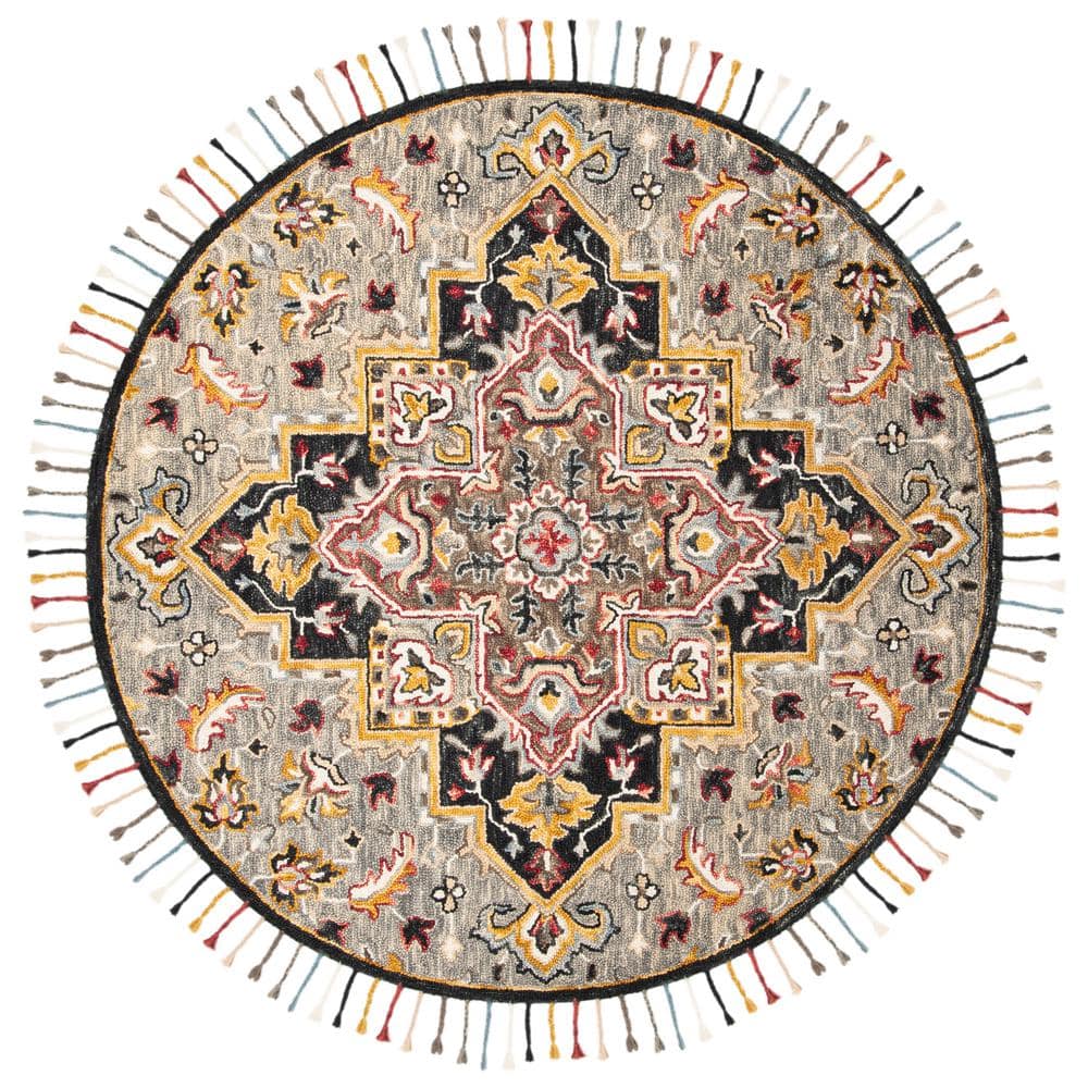Aspen Gray/Charcoal 5 ft. x 5 ft. Floral Round Area Rug price history on PriceWatchPro