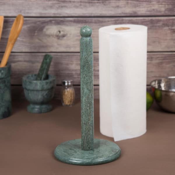Marble Paper Towel Holder 12 inch (Black Marble) Kitchen Paper Towels Roll  Dispenser Stand Rack with Marble Pole and Weight Base for Countertop Tables  Home Dining Bathroom Storage 