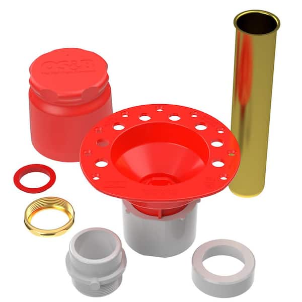 OS&B 1 Piece PVC Island Tub Drain Rough-in for Freestanding Tubs with PVC Adapter Kit and Reducing Bushing