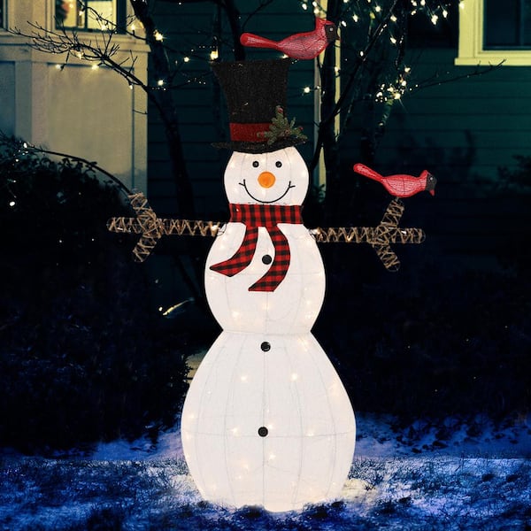 Reviews for Home Accents Holiday 6 ft. Iridescent Ribbon Snowman Holiday  Yard Decoration