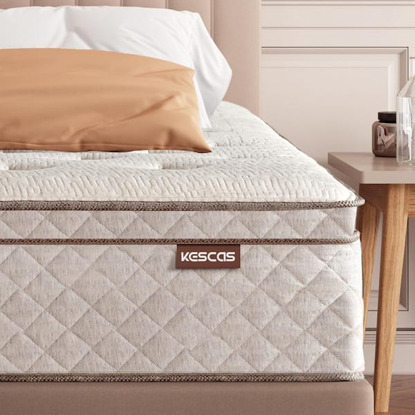 Kescas 10 in. Medium Hybrid Memory Foam Innerspring Euro Top Full Mattress