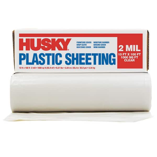 Husky 10 ft. x 100 ft. Clear 2 mil. Plastic Sheeting