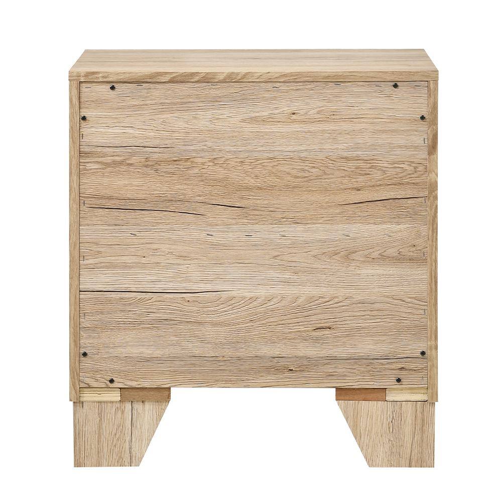 Natural Washed Oak 2-Drawer Wooden Nightstand