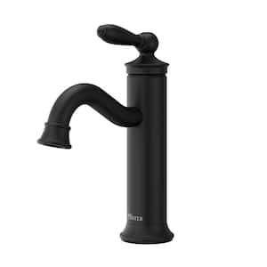 Courant Single Handle Single Hole Bathroom Faucet with Deckplate included in Matte Black