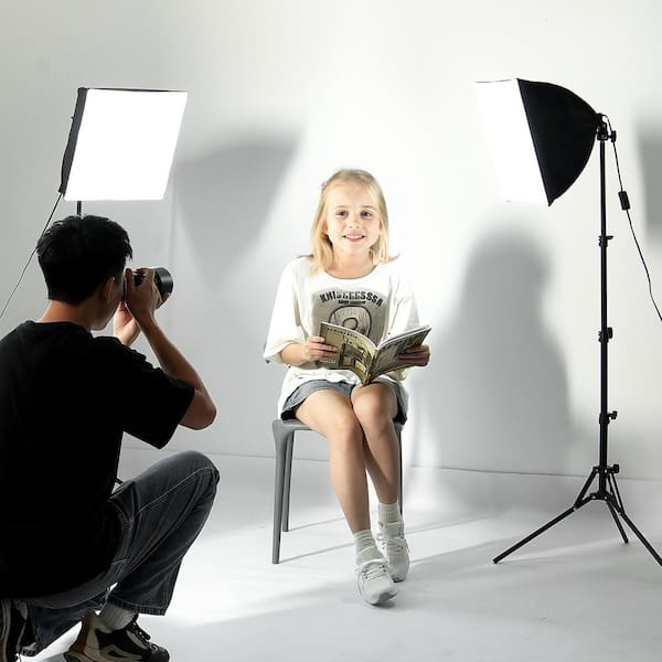 Soft Box Lighting 2-Pieces 16 in. x 16 in. Soft Box 45-Watt LED Bulbs Adjustable Color Temperature Tripod Stand Studio