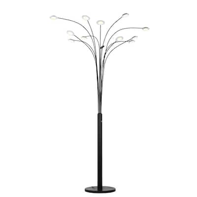 Quan Money Tree 84 inches LED Arched Matte Black Floor Lamp
