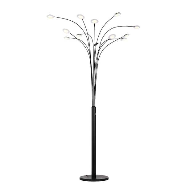 ARTIVA Quan Money Tree 84 inches LED Arched Matte Black Floor Lamp