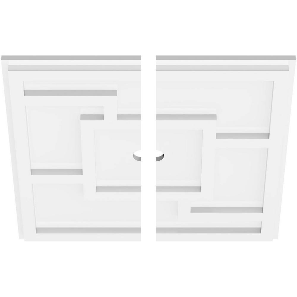 White Geometric PVC Ceiling Medallion, 16-inch