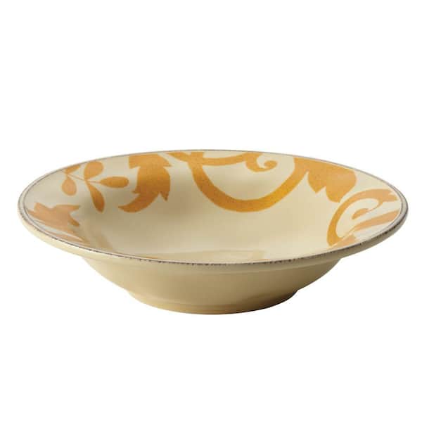Rachael Ray Dinnerware Gold Scroll 10 in. Round Serving Bowl in Almond Cream