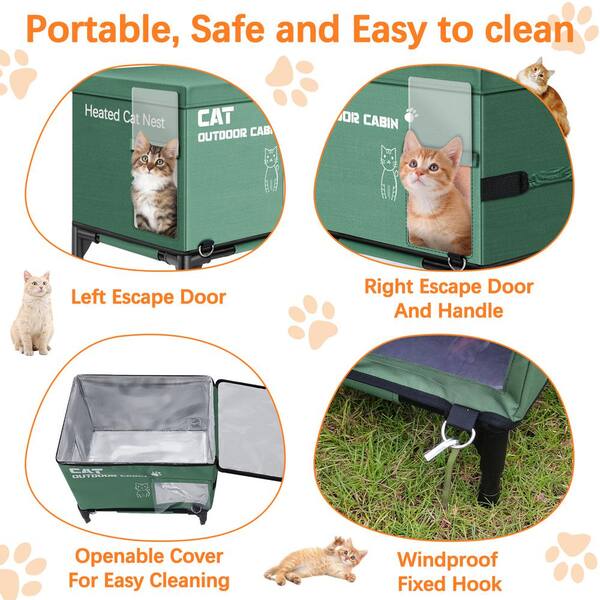 Outdoor Cat House – Heated Feline Hut, Portable Waterproof